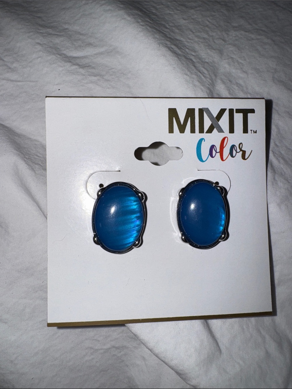 Mixit Blue Oval Post Earrings
